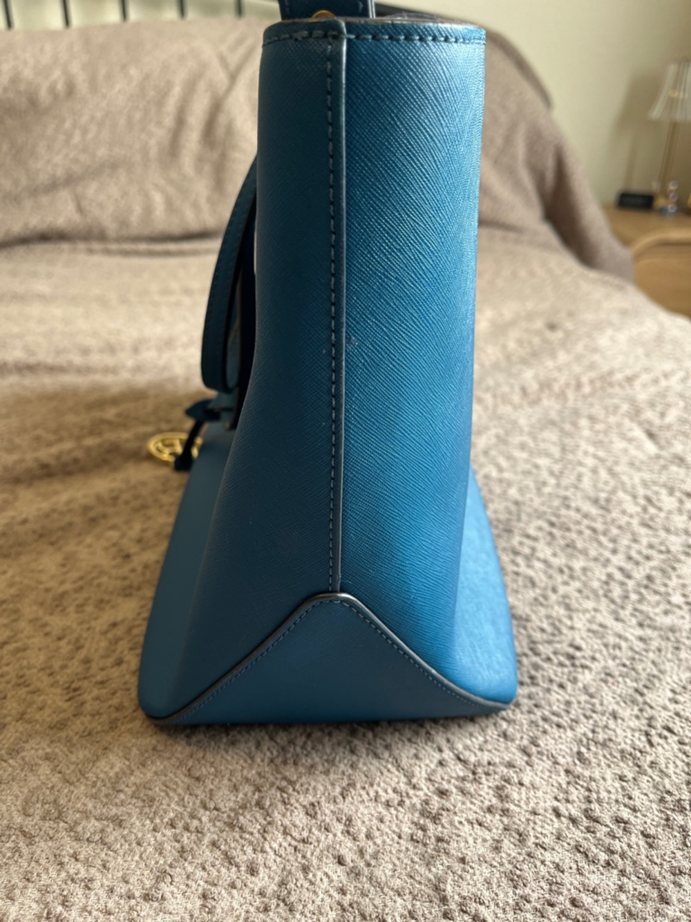 Henri Bendel West 57th Schoolbag Tote - Teal Saffiano Leather - Picture 4 of 10